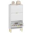 HOMCOM Slim Shoe Storage Cabinet with 3 Flip Drawers for Hallway, White