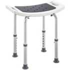 HOMCOM Adjust Aluminium Bath Stool Shower Non-Slip w/ Shower Hole, Grey