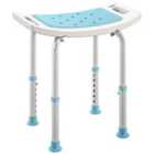 HOMCOM Adjust Aluminium Bath Stool Shower Non-Slip w/ Shower Hole, Turquoise