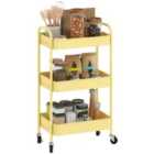 HOMCOM 3 Tier Rolling Utility Cart with 3 Mesh Basket, Yellow