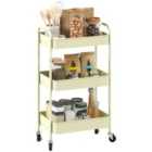 HOMCOM 3 Tier Rolling Utility Cart with 3 Mesh Basket, Green