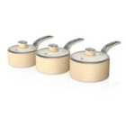 Swan Retro 3 Piece Saucepan Set Cream
