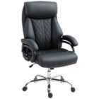 HOMCOM PU Leather Office Chair with Spring Padding, Swivel Wheels, Black