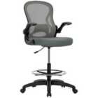 Vinsetto Standing Desk Chair with Adjustable Footrest, Charcoal Grey