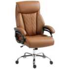 HOMCOM PU Leather Office Chair with Spring Padding, Swivel Wheels, Brown