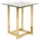 Beliani Side Table CRYSTAL Tempered Glass Gold