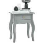 HOMCOM End Table French Style Small Table with Drawer and Curved Legs, Grey