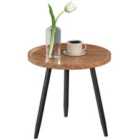 HOMCOM Modern End Side Table, Round Coffee Table, Chestnut Wood Effect