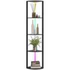 HOMCOM RGB LED Floor Lamp with Shelves and Remote Control for Living Room