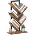 HOMCOM 5-Tier Tree Bookshelf with Steel Frame for Living Room, Rustic Brown