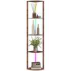 HOMCOM RGB LED Floor Lamp with Shelves and Remote Control for Living Room