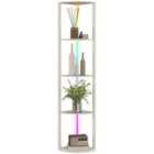 HOMCOM RGB LED Floor Lamp with Shelves and Remote Control for Living Room