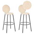Beliani Set Of 2 Bar Stools Milroy Faux Leather Brown