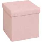 HOMCOM Foldable Sherpa Fleece Storage Ottoman, 38 x 38 x 38 cm, Pink