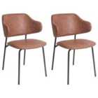 Beliani Set Of 2 Dining Chairs Wellston Faux Leather Brown