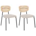 Beliani Set Of 2 Dining Chairs Mayetta Rattan Teal