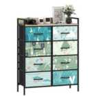 HOMCOM 8-Drawer Chest of Drawers, Fabric Dresser with Open Shelf, Blue