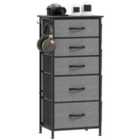 HOMCOM Fabric Chest of Drawers, 5 Drawer Dresser for Bedroom, Charcoal Grey