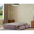 Eleganza Home Simple Divan Base 2 Drawers Small Double Plush Blush
