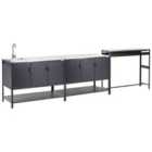Beliani 3 Piece Outdoor Kitchen Set With Sink Maenza Metal Black