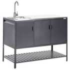 Beliani Outdoor Kitchen Cabinet With Sink Maenza Metal Black
