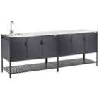 Beliani 2 Piece Outdoor Kitchen Set With Sink Maenza Metal Black