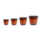 Ivyline Jasper Metal Ribbed Tapered Burnt Orange Planter Set Of 4