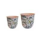 Ivyline Maisie Vintage Pattern Blush Metal Planter Set Of 2