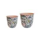 Ivyline Maisie Vintage Pattern Blush Metal Planter Set Of 2
