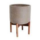 Ivyline Valetta Caramel SpeckLED Planter With Stand H33Cm D24Cm