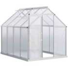 Outsunny Polycarbonate Walk-in Garden Greenhouse w/ Sliding Door Silver Tone