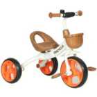Toddler Tricycle with Front Basket for Ages 2-5 Years Boys and Girls, Orange