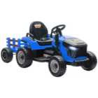 AIYAPLAY Ride on Tractor and Trailer, 12V Electric Ride on Tractor, Blue