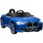 HOMCOM BMW i4 Licensed 12V Kids Electric Ride-On Car w/ Remote Control - Blue