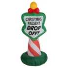 Snow White 4ft Inflatable Christmas Present Drop Off Stop Here Sign Outdoor Decoration