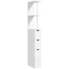 HOMCOM Tall Bathroom Storage Cabinet with Shelf and Drawers, White