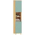 HOMCOM Tall Bathroom Cabinet with Adjustable Shelves and Open Shelves, Green