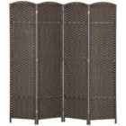 HOMCOM 4 Panel Folding Room Divider, Privacy Screen, 160 x 170cm, Brown