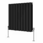 Heizmann 600X612Mm Double Flat Panel Designer Radiator Black