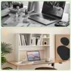 Costway Computer Desktop Bookcase with 4 Cubbies and Open Back Compartment-White