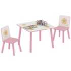 AIYAPLAY 3-Piece Kids Table with 2 Chairs Set for Bedroom, Nursery, Pink