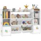 AIYAPLAY Kids Toy Storage Organiser with 8 Removable Storage Bins, White