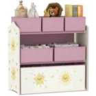 AIYAPLAY 3-Tier Kids Storage Shelf with 6 Removable Fabric Boxes, Pink