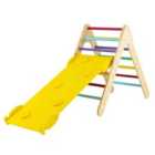 Costway Wooden Triangle Climbing Ladder Set with 2-in-1 Reversible Ramp-Multicolor