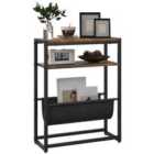HOMCOM Narrow Side Table, End Table with 3-Tier Storage for Living Room