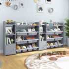 Costway Kids Bookshelf Toy Storage Organizer with Storage Boxes and Open Shelves-Grey