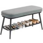 HOMCOM Shoe Bench, PU Leather Shoe Storage Bench for Entryway, Grey