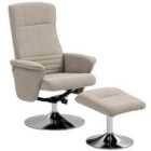 HOMCOM Upholstered Swivel Recliner Armchair with Ottoman, Beige