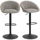 HOMCOM Swivel Bar Stools Set of 2 Height Adjustable Bar Chairs Grey