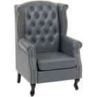HOMCOM Chesterfield-style Wing Back Armchair Tufted Accent Chair Grey